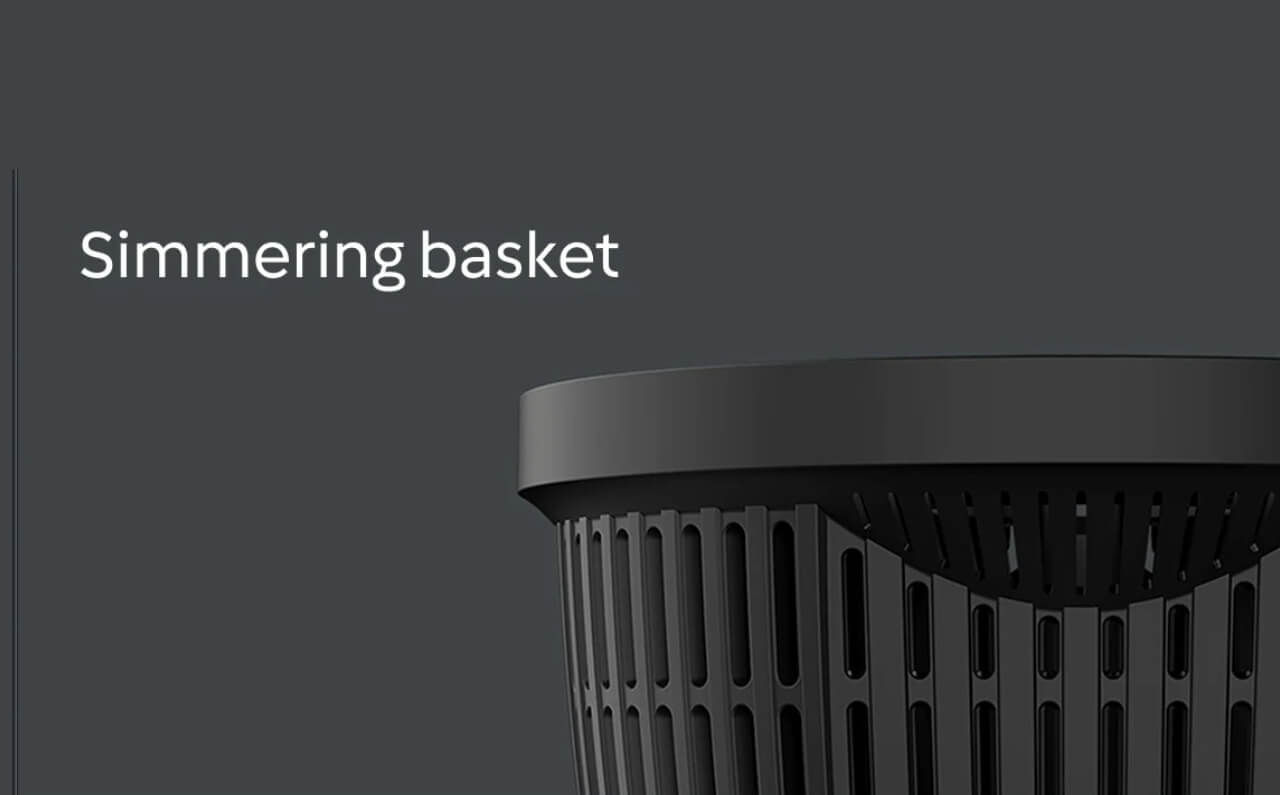 Close-up of the Thermomix 7 simmering basket, designed for gentle cooking of rice, vegetables, and delicate ingredients.